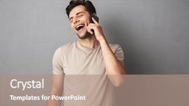  Presentation with cheerful - Beautiful PPT theme featuring shirt isolated over gray backgound backdrop and a  colored foreground