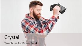  Presentation with empty - PPT theme consisting of shirt looking inside his empty background and a light gray colored foreground