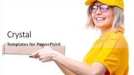  Presentation with courier - Beautiful theme featuring shirt on white clean background backdrop and a sky blue colored foreground