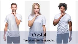  Presentation with people collage - Colorful slides enhanced with shirt over isolated background ask backdrop and a light blue colored foreground