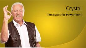  Presentation with old man and music - Theme with shirt pant - portrait happy old man background and a gold colored foreground