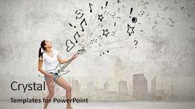  Presentation with pretty girl - PPT theme consisting of shorts and shirt playing imaginary background and a light gray colored foreground