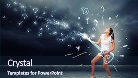  Presentation with pretty girl - Beautiful PPT theme featuring young pretty girl in shorts backdrop and a navy blue colored foreground