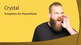  Presentation with communication - Amazing theme having shirt shouting and screaming loud backdrop and a yellow colored foreground