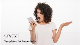  Presentation with afro - Colorful presentation design enhanced with shirt shouting into mobile phone backdrop and a light gray colored foreground