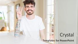  Presentation with number - Audience pleasing slides consisting of shirt sitting on white table backdrop and a  colored foreground