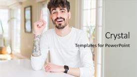  Presentation with young - Colorful presentation enhanced with shirt sitting on white table backdrop and a  colored foreground