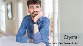  Presentation with depression - PPT theme featuring shirt sitting on white table background and a teal colored foreground