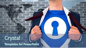  Presentation with world map - Colorful PPT theme enhanced with shirt superhero style against world backdrop and a ocean colored foreground