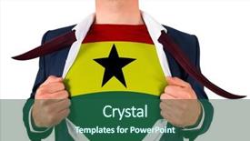  Presentation with ghana flag - Colorful presentation theme enhanced with shirt to reveal ghana flag backdrop and a ocean colored foreground