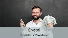  Presentation with cheerful - Colorful slide set enhanced with shirt winning lots of money backdrop and a light gray colored foreground