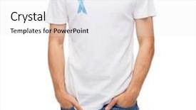 Presentation with health care - Amazing PPT theme having shirt with blue prostate cancer backdrop and a sky blue colored foreground
