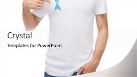  Presentation with health care - Amazing slide deck having shirt with blue prostate cancer backdrop and a white colored foreground