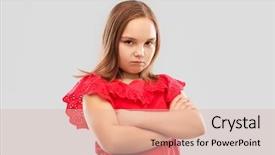  Presentation with red grey - Beautiful presentation theme featuring shirt with crossed arms pout backdrop and a lemonade colored foreground