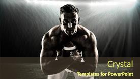  Presentation with spotlight - PPT layouts with shirtless american football player with ball against spotlight background and a tawny brown colored foreground