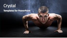 Presentation with athlete - Colorful presentation enhanced with shirtless athlete doing push ups backdrop and a ocean colored foreground