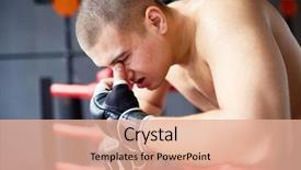  Presentation with boxing fight - Beautiful PPT layouts featuring shirtless boxer resting catching breath backdrop and a coral colored foreground