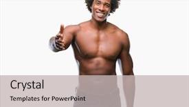 Presentation with afro - Audience pleasing slides consisting of shirtless man showing nude body backdrop and a light gray colored foreground