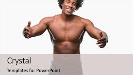  Presentation with afro - Slide deck consisting of shirtless man showing nude body background and a  colored foreground