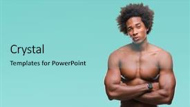 Presentation with afro - Cool new PPT theme with shirtless man showing nude body backdrop and a  colored foreground