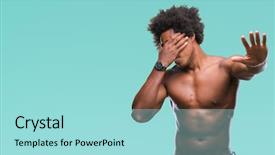  Presentation with afro - PPT theme featuring shirtless man showing nude body background and a  colored foreground