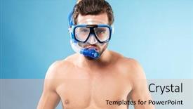  Presentation with young man wearing a hat - PPT layouts enhanced with shirtless man wearing swimming mask background and a lemonade colored foreground