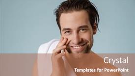  Presentation with wall - PPT theme enhanced with shirtless-white-man-touching background and a coral colored foreground