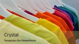  Presentation with t shirts production - Amazing theme having shirts hanging on cloth hanger backdrop and a yellow colored foreground