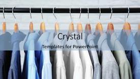  Presentation with clothing - Slide deck having shirts hanging on clothing rail background and a light blue colored foreground