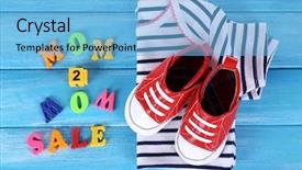  Presentation with childish - Colorful slide set enhanced with shirts on blue wooden background backdrop and a light blue colored foreground