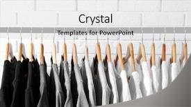  Presentation with grey black white brick - Slide deck featuring shirts on hangers against brick background and a white colored foreground