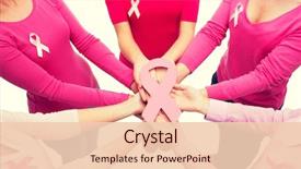  Presentation with breast cancer awareness - PPT theme with shirts with pink breast cancer background and a lemonade colored foreground