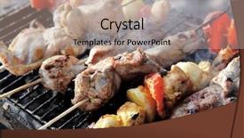  Presentation with bbq chicken - Beautiful theme featuring chicken shish kebab on bbq backdrop and a coral colored foreground