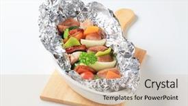  Presentation with aluminum sliding glass doors - Beautiful slides featuring shish kebabs in aluminum foil backdrop and a  colored foreground