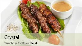  Presentation with beef pork chicken turey - Theme with shish kebabs-yakitori hearts chicken background and a  colored foreground