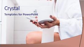 Presentation with text message - Colorful PPT theme enhanced with toilzq - woman in bathroom sitting backdrop and a sky blue colored foreground