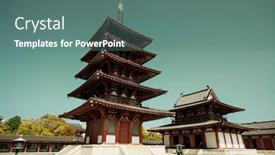  Presentation with osaka - Audience pleasing PPT layouts consisting of shitennoji temple in osaka japan backdrop and a ocean colored foreground