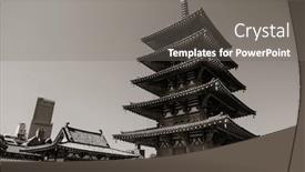  Presentation with osaka - Slide set with shitennoji temple in osaka japan background and a gray colored foreground