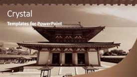  Presentation with osaka - Colorful presentation theme enhanced with shitennoji temple in osaka japan backdrop and a tawny brown colored foreground