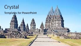  Presentation with shiva - Beautiful PPT theme featuring shiva - hindu temple prambanan indonesia java backdrop and a light blue colored foreground