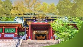  Presentation with japan - PPT layouts featuring shizuoka-japan-at-kunozan-toshogu background and a yellow colored foreground