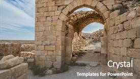  Presentation with view of kerak castle crusader - PPT theme with shobak crusader castle fortress jordan middle east background and a violet colored foreground