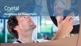  Presentation with mechanic sensors - Theme having shock absorber - car mechanic working in car background and a ocean colored foreground