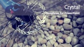  Presentation with brake - Amazing presentation theme having shock absorber - mountain bike abstract front disc backdrop and a ocean colored foreground