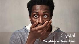  Presentation with black face womens rights - Audience pleasing presentation consisting of shock awe - scared black man face backdrop and a tawny brown colored foreground