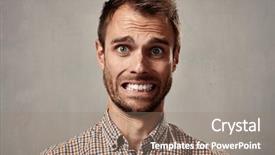  Presentation with happy sad face man - PPT layouts consisting of shock awe - scared man face background and a coral colored foreground