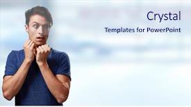  Presentation with happy sad face man - Colorful presentation enhanced with shock awe - scared man face backdrop and a sky blue colored foreground