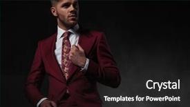  Presentation with grey - Presentation theme enhanced with shock awe - surprised young man in grena background and a  colored foreground