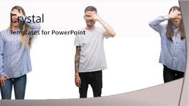  Presentation with young business people - Presentation theme consisting of shock covering face and eye background and a lemonade colored foreground