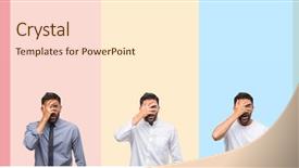  Presentation with collage - Beautiful PPT theme featuring shock covering face and eyes backdrop and a  colored foreground